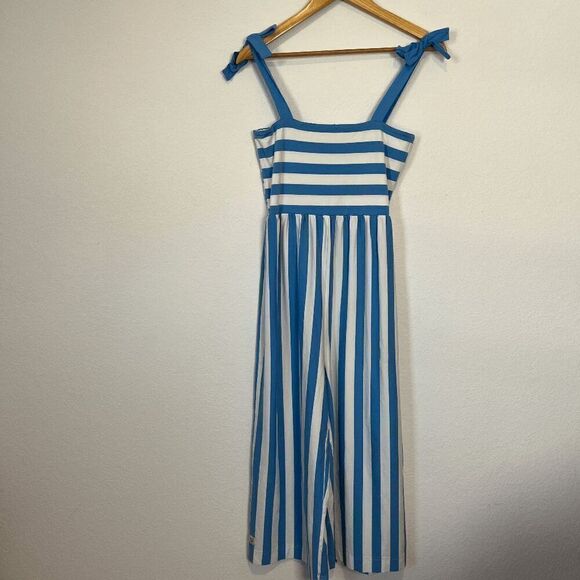 Wild Flowers Blue & White Sleeveless Tie Shoulder Jumpsuit Women's Size Small - Picture 1 of 5
